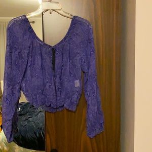 Laundry by Shelli Segal Sheer Long Sleeve Crop Top